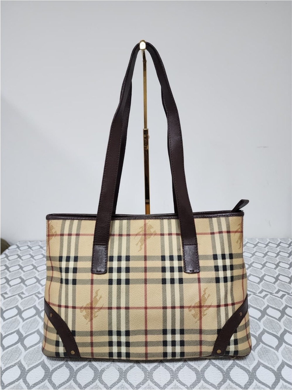 Burberry London Haymarket Check Shoulder Bag Beige/Brown